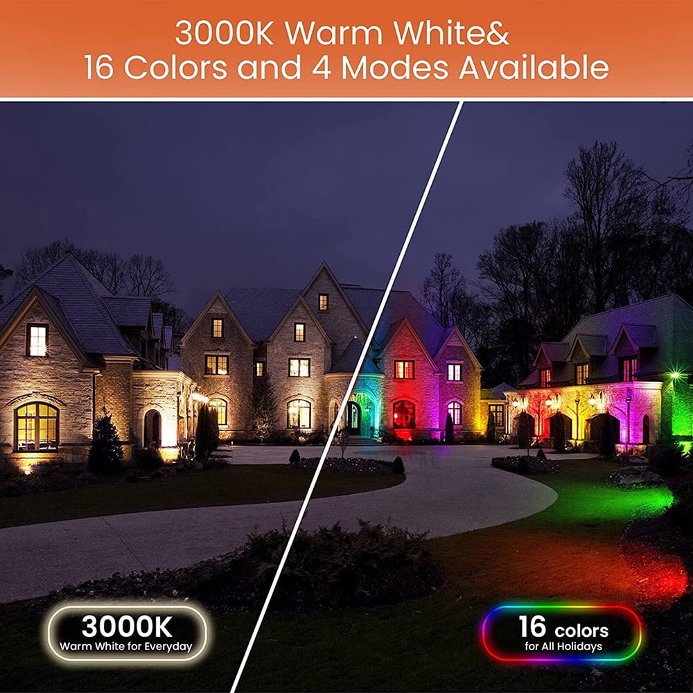 DONGPAI LED Spotlights Outdoor, 16 Color Changing RGB Solar Landscape Path Lights, IP65 Waterproof Outdoor Flood Light with Remote Control for Garden Pathway Yard