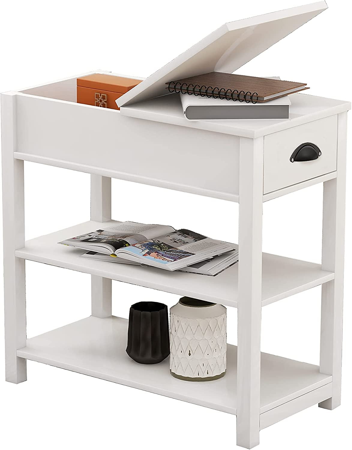 End Table Living Room Narrow Sofa Side Table with Drawer and 3Tier
