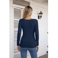 thumbnail image 2 of Vafful Womens Long Sleeve Shirts V Neck Ruffle Hem Slim Fitted Ribbed Knit Trendy Tee Tight Tops, 2 of 7