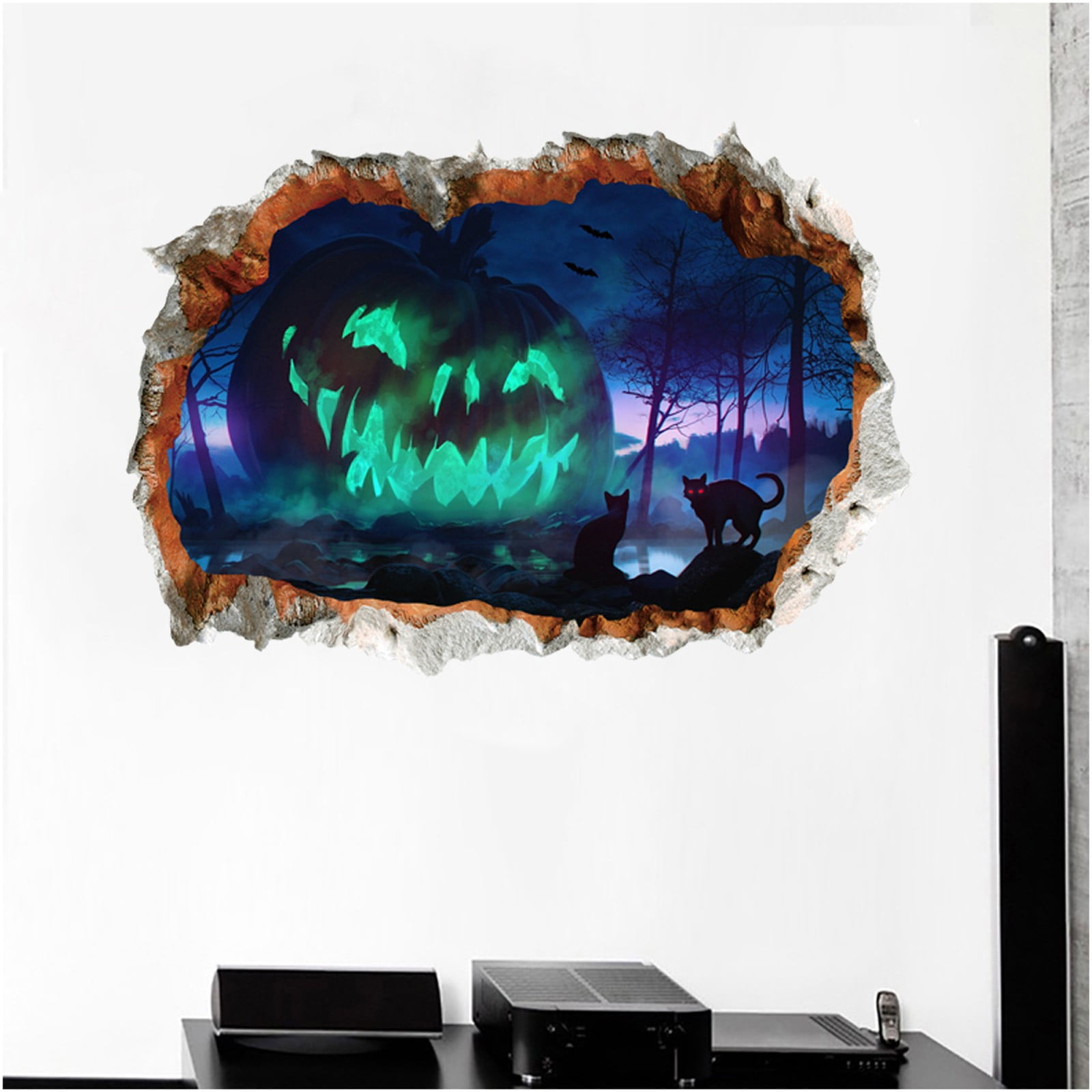 Graveyard Smashed Wall Sticker Halloween Full Colour art decal Moon Haunted 
