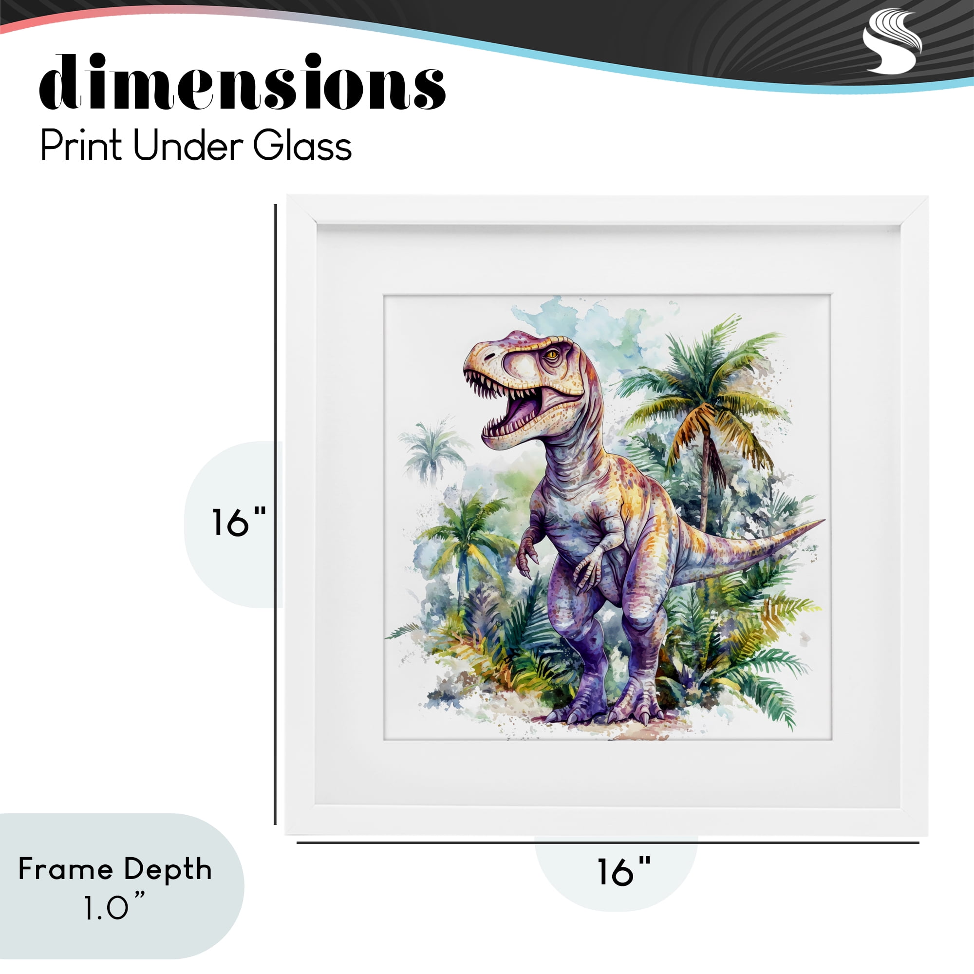 Stupell Industries T-Rex Among Palm Trees White Framed Print Under Glass, design by Creative Studio