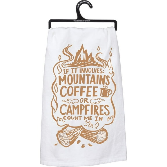 Primitives by Kathy LOL Made You Smile Dish Towel, 28" x 28", Coffee or Campfires