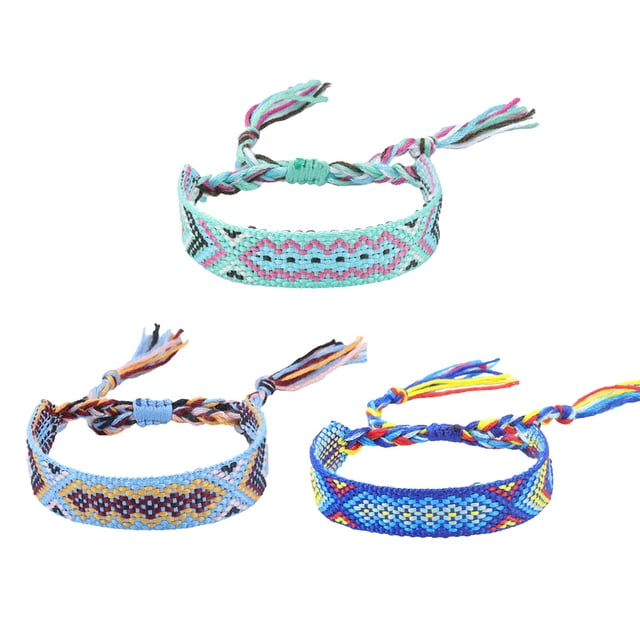 pulseras ajustables para mujeres y niñas, pulseras tejidas de la amistad, pulsera tejida con borlas