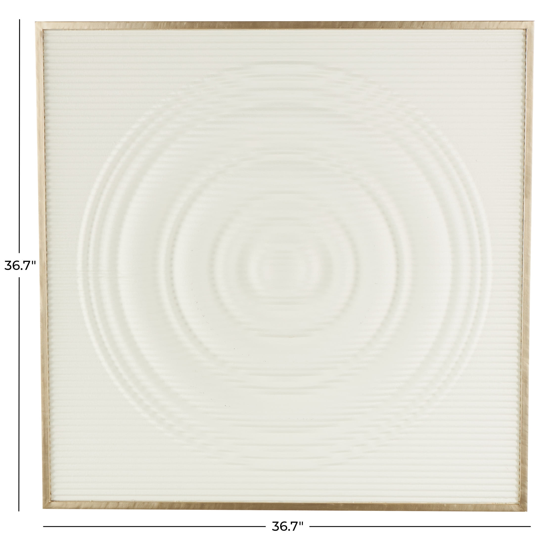 DecMode White Metal Ribbed Geometric Wall Decor with Brass Frame