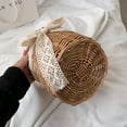 thumbnail image 7 of Handbag String Bags Girls Basket Tote Lace Bowknot Hand Bags Handmade Beach Rattan Bucket Bag, 7 of 7