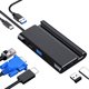 thumbnail image 3 of Estación de acoplamiento USB Hub Type-C 7 en 1 con ranura para tarjeta de soporte para teléfono móvil para visualización de películas en casa, negro Inevent EL3282-01B, 3 of 7