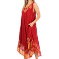 thumbnail image 3 of Sakkas Sundari Caftan Tank Dress / Cover Up - Red / Gold - One Size, 3 of 5