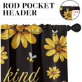 thumbnail image 5 of Bees Sunflower Kitchen Window Curtains Valance and Tier Set 36 Inch, Summer Yellow Flower 3 Piece Set Short Curtains for Window Black Window Treatment Tiers for Living Room Bedroom, 5 of 6