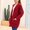 thumbnail image 4 of Grblisyd Girls Cardigan Sweaters with Pockets Open Front Fuzzy Sweater Coats Winter Warm Sherpa Jacket for Kids 5-13 Years, 4 of 6