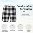 thumbnail image 5 of Gaeub White And Black Plaid Mens Swim Trunks Stretch Beach Shorts Quick Dry for Men Swim Shorts Swimwear with Pockets- Small, 5 of 9
