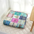 thumbnail image 3 of 22x22in Square Meditation Cushion - Floral Velvet Floor Pillow for Kids Adults, Pets Sleep Mat Gym Yoga Seat Cushion with Handle, Perfect for Home Bedroom Livingroom, Office, School Sitting, 3 of 7