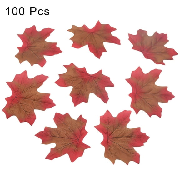Farfi 100 Pcs Fall Fake Silk Leaves Wedding Favor Autumn Maple Leaf Wedding Decoration (Brown)