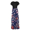 thumbnail image 5 of QIPOPIQ Robe Maxi Élégante pour Femme à Manches Courtes Tendance à Col Rond Robes Décontractées Robe d'Été Ample Robe à Imprimé Floral Jupe Longue Offres 2023, 5 of 5