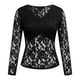 thumbnail image 5 of Blusa de malla transparente para mujer, manga larga, encaje floral, cuello alto, camisa transparente: top informal y sexy en color negro para discotecas y fiestas, 5 of 5