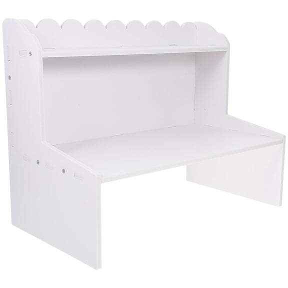 Supvox Office Desktop Storage Box 2 Tier White Multi Layer Shelf Organizer