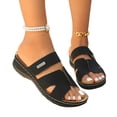 thumbnail image 4 of Women Arch Support Slides Orthotic Walking Sandals Orthopedic Sandals Summer Plus Size Beach Wedge Shoes Black 7.5(40), 4 of 9