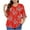 Red#1, variant on Utoimkio Tunic Tops for Women Plus Size 3/4 Sleeve Floral Print Shirts Crewneck Pleated Pullover Tee Blouses for Women