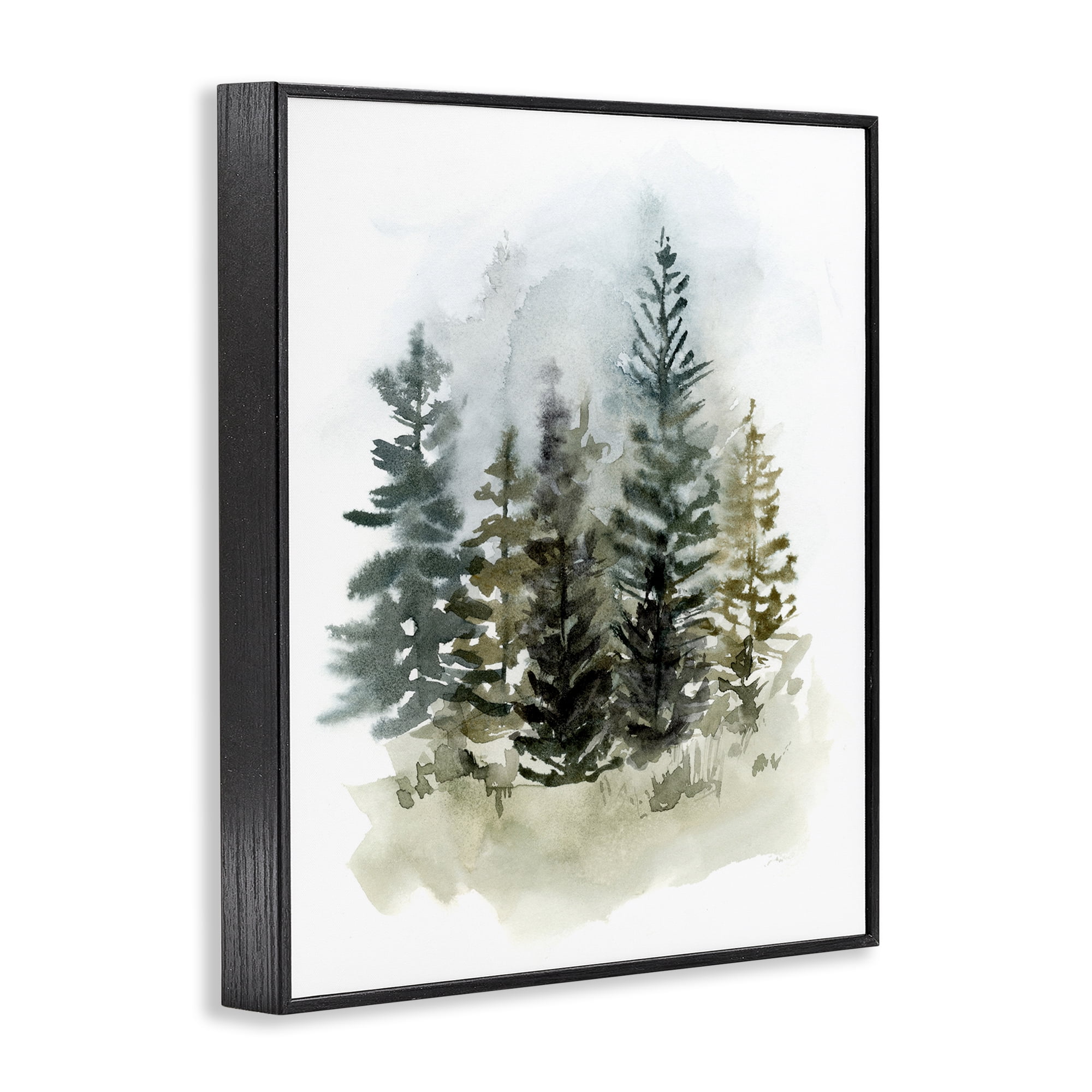 Stupell Industries Layered Woodland Trees Botanical & Floral Painting Black Framed Art Print Wall Art, 16 x 20