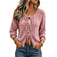 thumbnail image 5 of QSXADF Women's Cardigan Sweaters Cropped Casual Ties Front Knit Tops, 5 of 6
