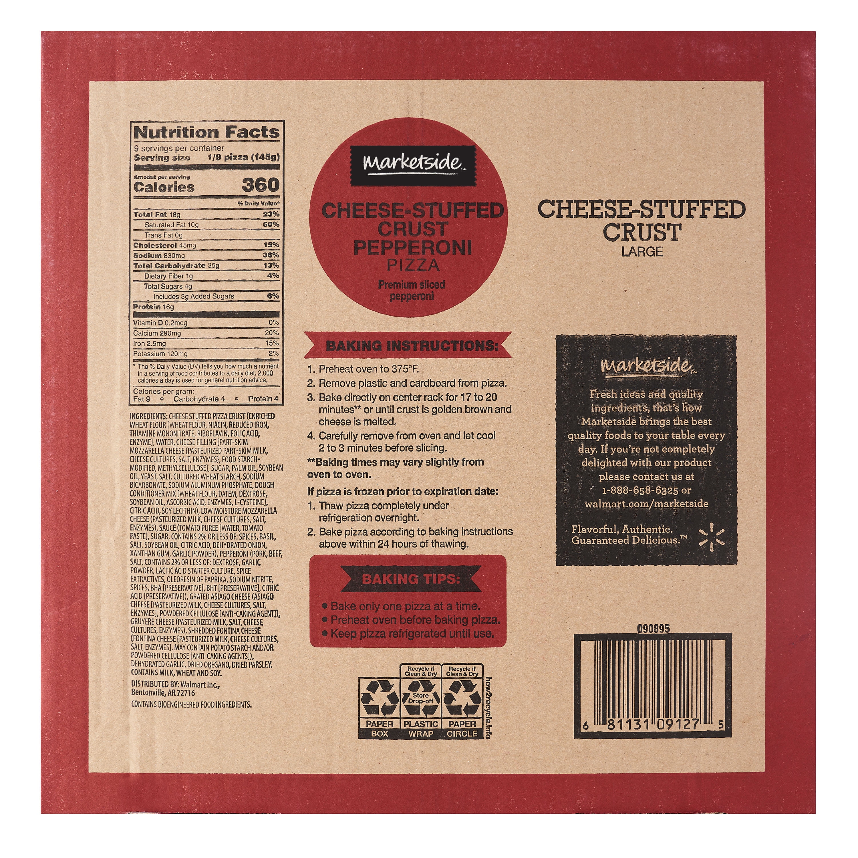 Marketside Cheese-Stuffed Crust Pepperoni Pizza, Marinara Sauce, Large, 46oz (Fresh)