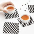 thumbnail image 7 of Fuzoiu Black and White Checkerboard Print Leather Coasters Set,Drink Coasters Set of 6,for Tabletop Protection, Durable PVC Coasters,Home Décor and Housewarming Gift,Square, 7 of 7