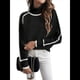 thumbnail image 1 of Suéteres de Otoño para Mujer, Modernos, Bonitos y Acogedores, de Cuello Alto, de Larga y Punto con Bloques de Color. Negro M, 1 of 10
