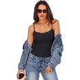 thumbnail image 5 of Wrongduck Women's Double Lined Lace Tank Top Sleeveless Fitted Cami Adjustable Strap Layering Fashion Top, 5 of 13