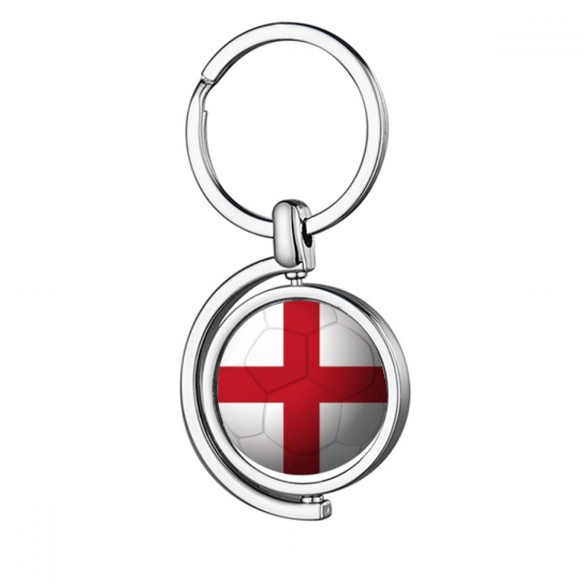 England National Flag Soccer Football Rotating Keychain Metal Keyring Holder
