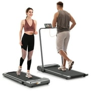 Treadmill 2 in 1 Walking Pad Treadmill Folding 7.5 MPH Running Under Desk Treadmill with Remote Control and LED Display for Home Office Use