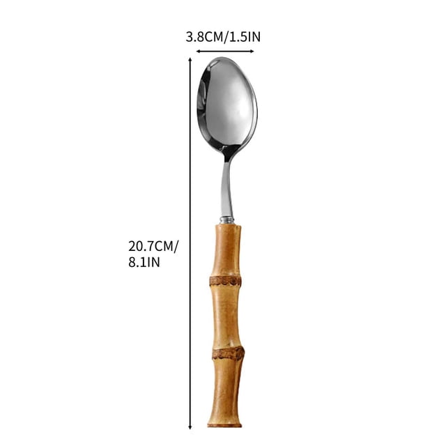 Steak Knife Set Natural Bamboos Handle Stainless Steel Tableware Dessert Salad Spoon fork Bamboos Handle Steak Knife fork Spoon Tea Spoon Stainless Steel Table
