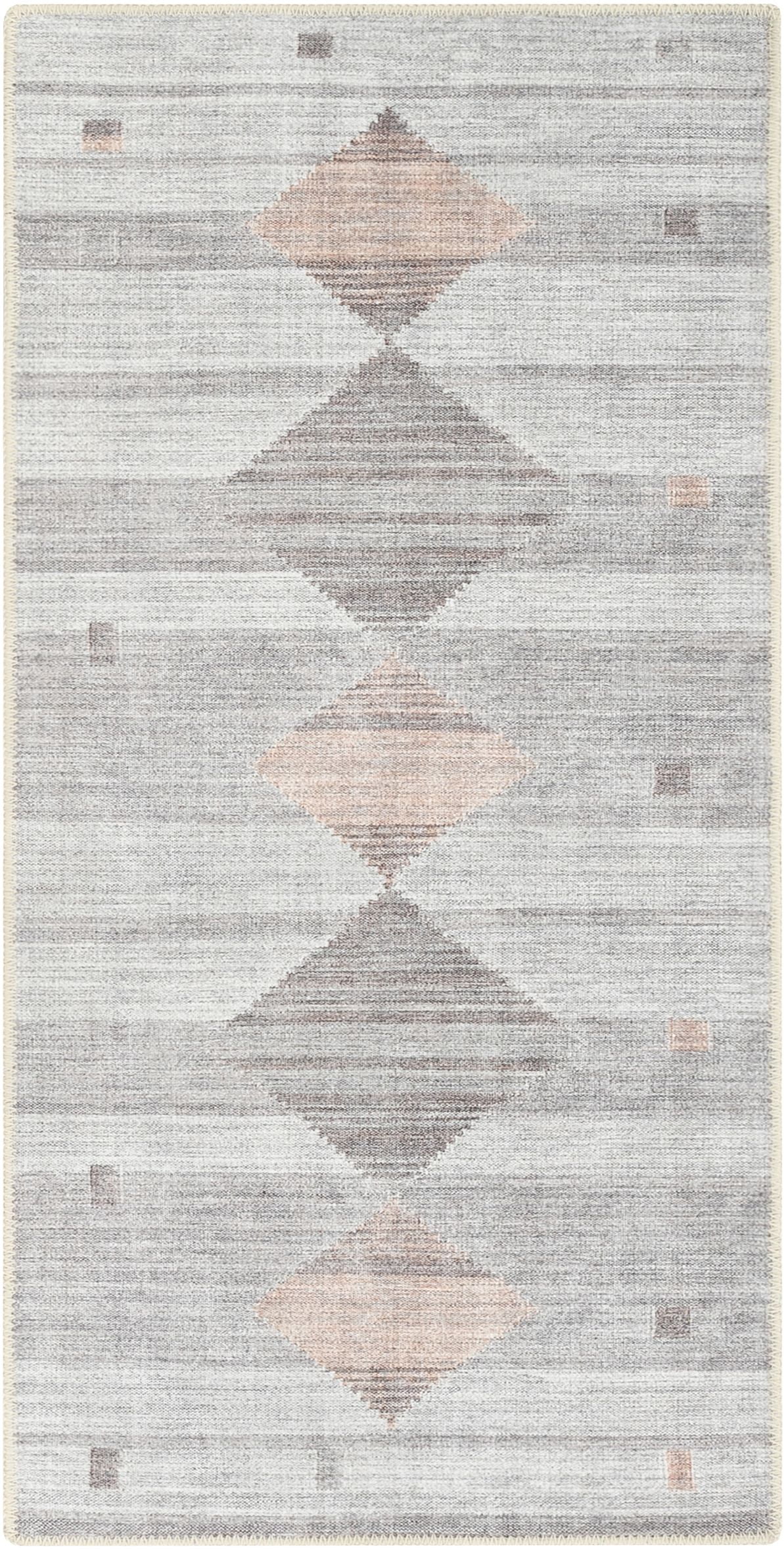 Well Woven Lotus Argonne Grey Vintage Southwestern Diamond Pattern 2' x 3'11" Machine Washable Flat-Weave Area Rug