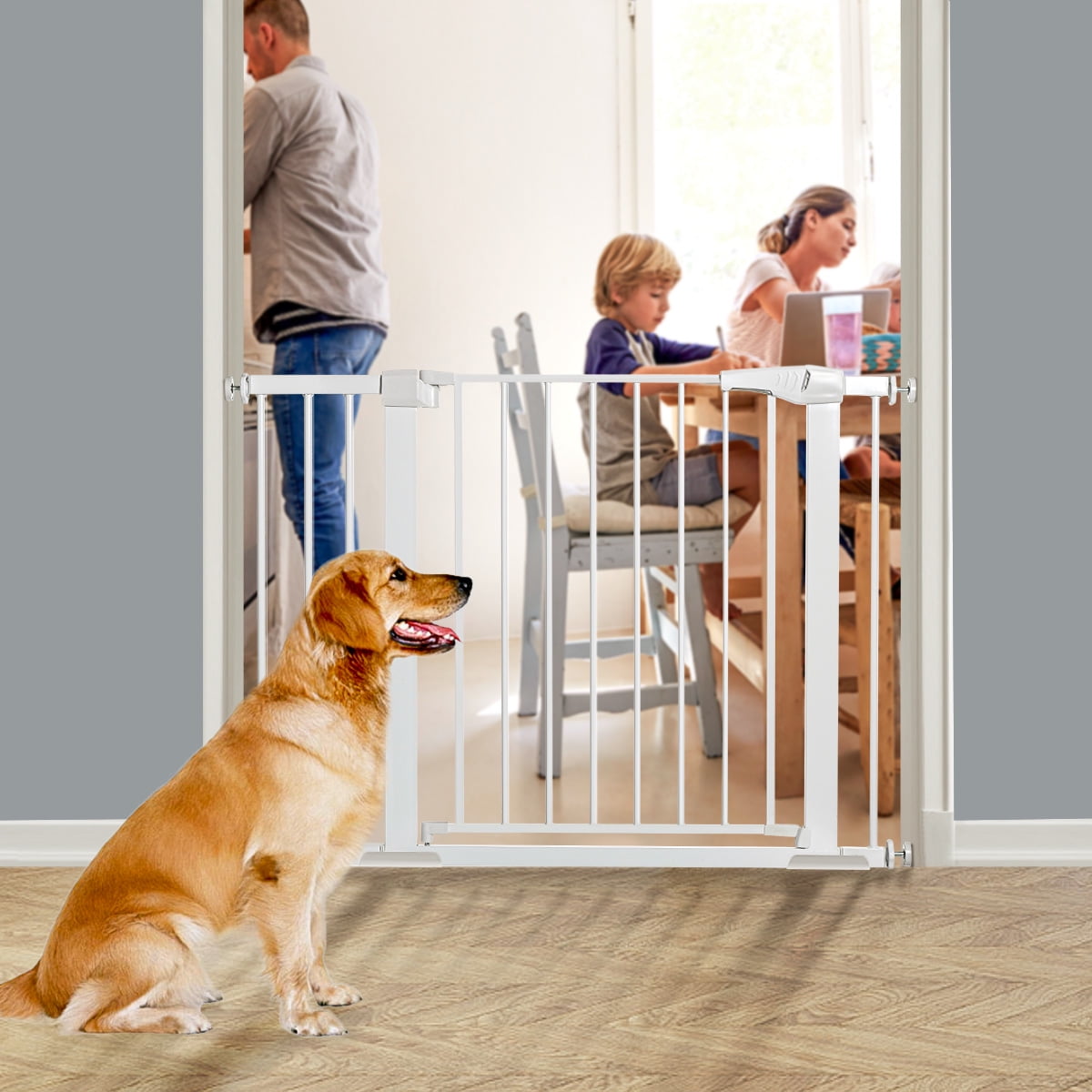 KINGSO 43.3" Baby Gate Extra Wide Tall Dog Gates Fireplace ...