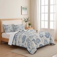 thumbnail image 5 of Full Quilt Set 78''x90'', Blue Paisley Lightweight Bedspread Coverlet Set with 2 Pillow Shams, Vintage Boho Flower Botanical Leaf Branch Breathable All Season Quilt Bedding for Bedroom/Guest Room, 5 of 9