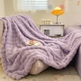 thumbnail image 2 of Lilixerw 59x39 Inch Solid Color Fleece Throw Blanket for Couch,Purple Soft Warm Fluffy Blanket,Spring Home Nylon Decorative Blanket for Living Room Sofa Bed,Giftable, 2 of 6