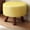 Yellow, variant on Round Foot Rest Ottoman With Wooden Frame - Small Foot Stool With Soft Cushion, Decorative Step Stool For Living Room, Bedroom, Entrance & Home Office
