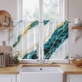 thumbnail image 2 of Marble Turquoise Kitchen Curtains, Gold Foil Ceramic Style Crack Scratch Light Filtering Window Curtain Panels, 2Pcs Rod Pocket Window Treatments Set for Study Room Bathroom Bedroom 52x54 Inches, 2 of 9