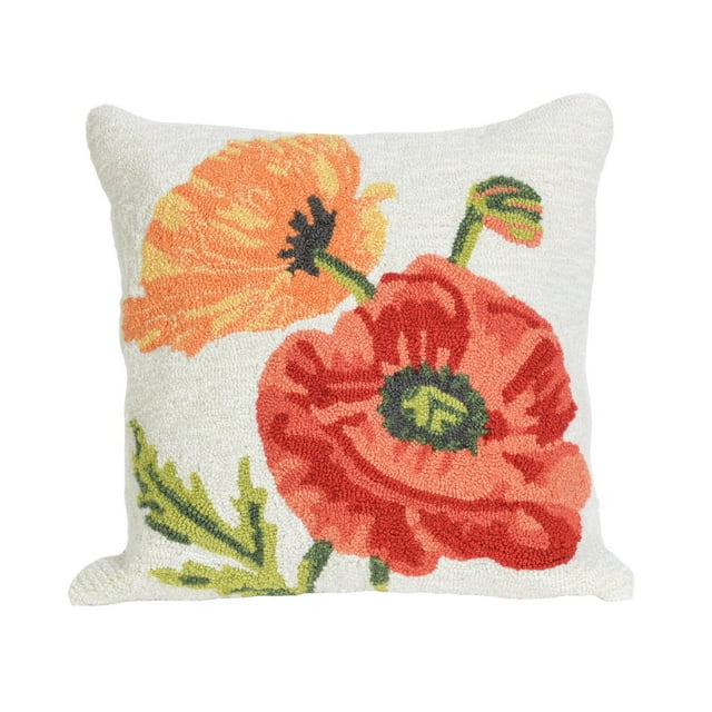 Liora Manne Visions II Coussin d'Accent Intérieur Extérieur, Coquelicots, 18 x 18 Pouces