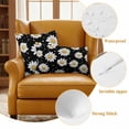 thumbnail image 4 of 2 Pack Outdoor Waterproof Throw Pillow Covers,White Daisy Polka Dots on Black Decorative Rectangle Patio Pillowcases for Chair Couch Sofa 20x12in, 4 of 9