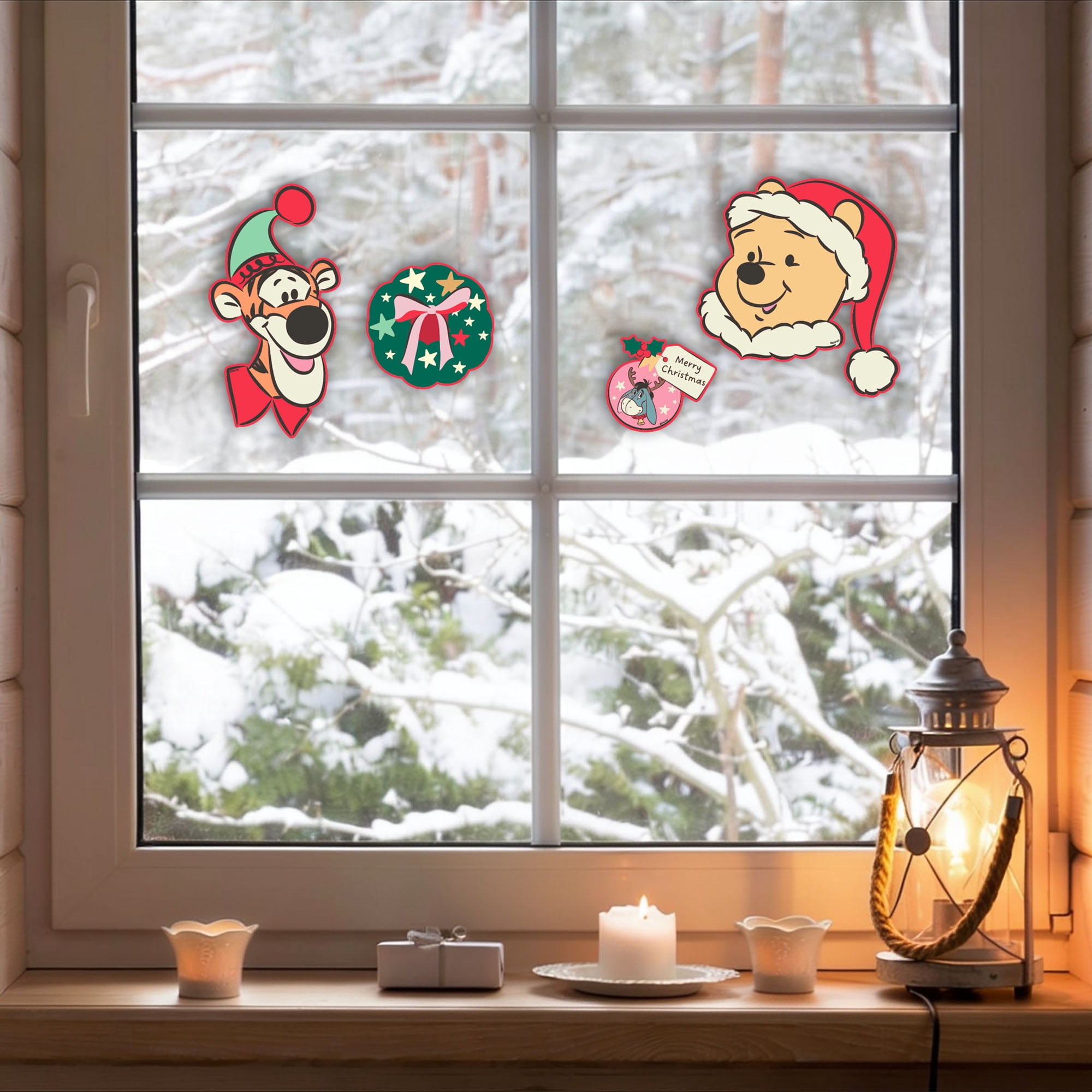 Disney Winnie the Pooh Christmas Window Clings – Holiday Window Decorations Featuring Pooh, Tigger & Eeyore