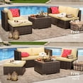 thumbnail image 7 of Patio Furniture Set, 5-Piece Outdoor Conversation Set with Glass Bistro Coffee Table & Pillows, Beige, 7 of 7