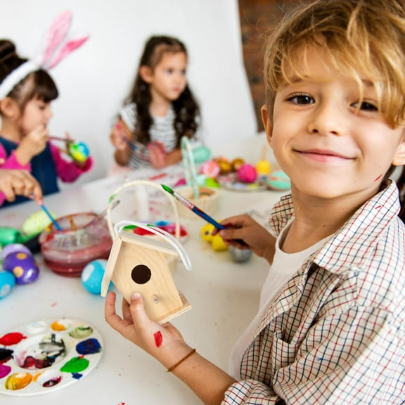 OUNONA DIY Handmade Toy Bird's Nest Wood Color for Garden Decoration 1Set