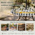thumbnail image 6 of Round Outdoor Tablecloth with Umbrella Hole and Zipper, Daisy Bees Gnomes Tablecloth with Elastic Waterproof, Black White Plaid Farmhouse Patio Table Covers for 31" - 35" Picnic Pool Tables, 6 of 9
