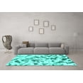 thumbnail image 3 of Ahgly Company Machine Washable Indoor Square Abstract Turquoise Blue Modern Area Rugs, 6' Square, 3 of 4