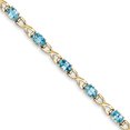 thumbnail image 1 of 14K Yellow Gold 7X5mm Oval Blue Topaz Bracelet Made In United States x951bt, 1 of 5