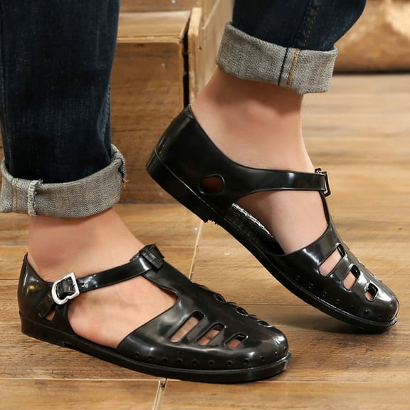 ZTTD Men's Sandals Baotou Fashion Men's Sandals Retro Old Breathable Shoes Buckle Strap Sandals