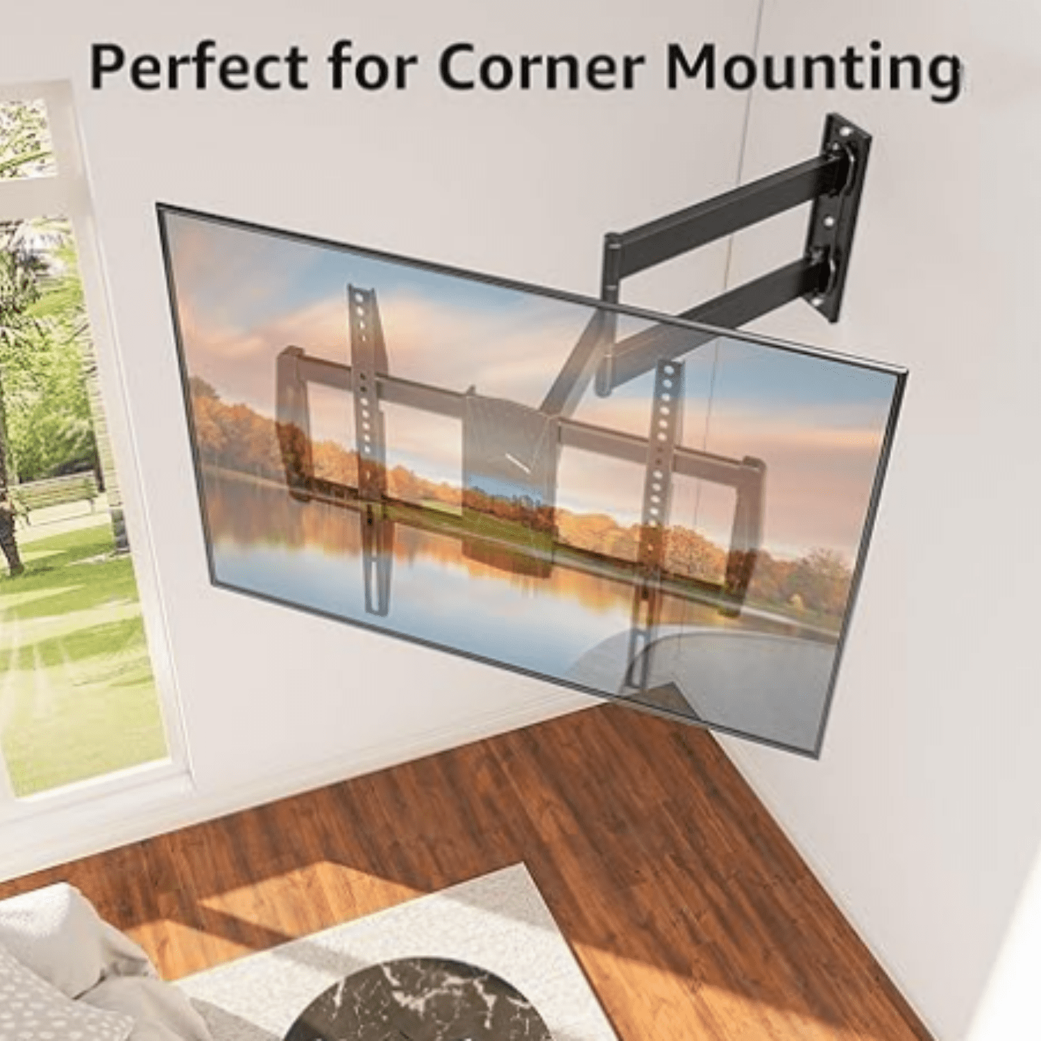 Corner TV Wall Mount for Most 42-75 Inch TVs with 32” Long Extension, Long Arm TV Mount, Full Motion TVs Mount Swivel Articulating Mounts, MAX VESA 600x400mm, Holds up to 99 lbs MU0076