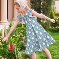 thumbnail image 6 of SGFCWSX Toddler Girls Summer Dress Flutter Sleeve Bunny Print Tiered A-Line Party Casual Swing Dress for Kids Multicolor Size 5T, 6 of 7