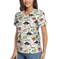 thumbnail image 5 of Yiaed Cute Dinosaurs Print Women's T Shirt V-Neck Short Sleeve Shirt Casual Breathable Tee Summer Tops-X-Large, 5 of 5