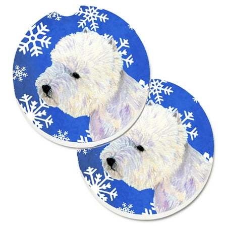 

Carolines Treasures LH9270CARC Westie Winter Snowflakes Holiday Set of 2 Cup Holder Car Coasters Large multicolor