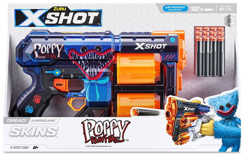ZURU X-Shot Poppy Playtime Menace Timeout Blaster, 8 Darts